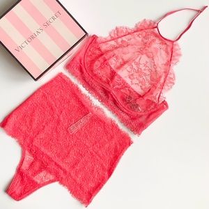32D SMALL Victoria’s Secret pink lace bra set